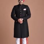 Handmade Royal Black Maharaja Style Achkan | Elegant Ethnic Wear | Jaipurio